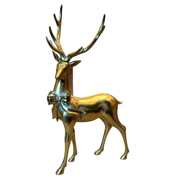 Rachel Zoe 18in Gold Reindeer with Rhinestone Bow Christmas Holiday Glam NEW - Picture 8 of 10